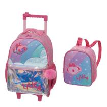 Mochila De Rodinhas com Lancheira Lilica Super Star