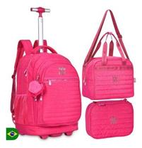 Mochila De Rodinhas E Costa Lancheira Estojo Rebecca Bonbon