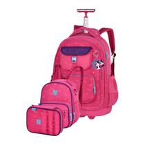 Mochila De Rodinhas e Costas + Lancheira Térmica + Estojo 100 Lápis Rebecca Bonbon