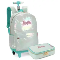 Mochila de Rodinhas e Estojo Verde Barbie Brilhante Luxcel Mochila de Rodinhas e Estojo Verde Barbie Brilhante Luxcel