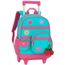 Mochila de Rodinhas Escolar Juju Alça Telescópica para Meninas Infantil Material Resistente