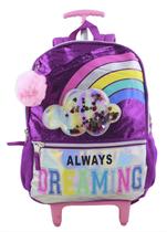 Mochila De Rodinhas Escolar Meninas Reforçada Nuvem