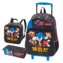 Mochila de Rodinhas Escolar Sonic Go Fast Preto - Pacific