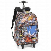 Mochila De Rodinhas Escolar Sonic The Hedgehog Alças Costas