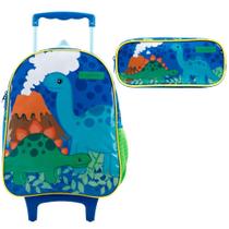 Mochila de Rodinhas + Estojo Simples Dino 16'' Ref. 12300 - Xeryus