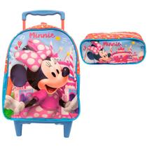 Mochila de Rodinhas + Estojo Simples Minnie X2 14'' Ref. 10551 - Xeryus