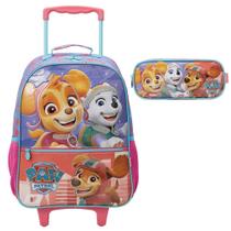 Mochila de Rodinhas + Estojo Triplo Patrulha Canina Skye X2 16'' Ref. 13430 - Xeryus