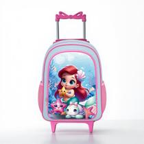 Mochila de Rodinhas Infantil Feminina Coral Grande Volta às Aulas