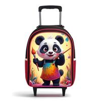 Mochila de Rodinhas Infantil Feminina Panda Grande Volta às Aulas