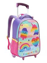 Mochila De Rodinhas Infantil Grande Pop It Arco Iris Meninas
