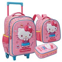 Mochila de Rodinhas Lancheira e Estojo Hello Kitty Xeryus