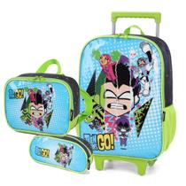 Mochila de Rodinhas Lancheira e Estojo Jovens Titans Luxcel