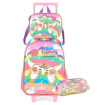 Mochila De Rodinhas + Lancheira + Estojo Ice Cream Game Rs Mochila De Rodinhas + Lancheira + Estojo Ice Cream Game Rs