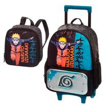 Mochila De Rodinhas + Lancheira Térmica Naruto Ninja Run