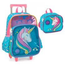 Mochila de Rodinhas + Lancheira Térmica Unicornio Brilho VD