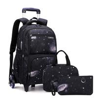 Mochila de Rodinhas MITOWERMI Boys Trolley Space-Galaxy com Lancheira