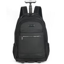 Mochila de Rodinhas Notebook Executiva Impermeável Alças de Costas Preta - First Class - Polo King
