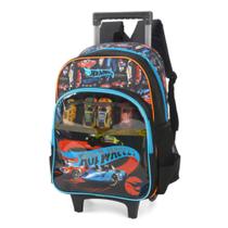 Mochila de rodinhas preto com detalhe azul-laranja hotwells