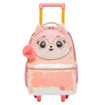 Mochila De Rodinhas Raposa Pack Me Fox Brilhosa Com Orelha