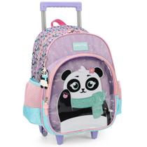 Mochila de Rodinhas Sem Alça Luxcel Up4You Panda Lilás