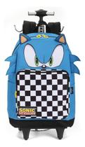 Mochila De Rodinhas Sonic Com Orelha Azul Escolar G - Luxcel