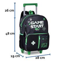 Mochila de Rodinhas Vídeo Game Start Preta Clio