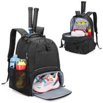 Mochila de tênis DSLEAF para 2 raquetes com compartimento para sapatos Mochila de tênis DSLEAF para 2 raquetes com compartimento para sapatos