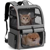 Mochila de Transporte Pet Premium 2 em 1 - Duplo Compartimento e Acabamento Luxo -