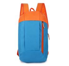 Mochila de Trilha 10L Impermeável PatchWork Camping Viagem - Azul com Laranja.