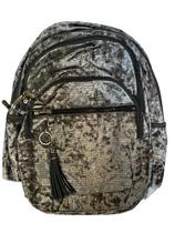 Mochila de Veludo Fiorella Sotti Cinza com Listras Mochila de Veludo Fiorella Sotti Cinza com Listras