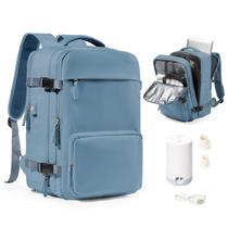 Mochila de viagem a vácuo com bomba, selo de compressão a vácuo Vacpack Mochila Airback para laptop para mulheres e homens Mochila de mão com compartimento para laptop, bolsa de itens pessoais, mochila aprovada por voo, cinza, azul Mochila de viagem a vácuo com bomba, selo de compressão a vácuo Vacpack Mochila Airback para laptop para mulheres e homens Mochila de mão com compartimento para laptop, bolsa de itens pessoais, mochila aprovada por voo, cinza, azul