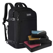 Mochila de viagem Asenlin 40L para mulheres e homens com laptop de 17" preta