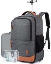 Mochila de viagem com rodinhas BAGSMART de 17 polegadas com cubos de embalagem cinza