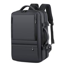 Mochila de viagem de grande capacidade para laptop de couro PU de 16" preta Mochila de viagem de grande capacidade para laptop de couro PU de 16" preta