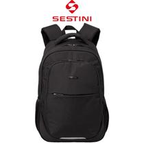 Mochila de Viagem Executiva Sestini, Notebook 15,6 Polegadas, Preta, Resistente, Garantia Vitalícia