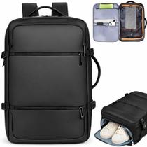 Mochila de Viagem Expansível Bagagem de mão Impermeável Compartimentos P Notebook Sapato, Roupas Molhadas USB PRETA Mochila de Viagem Expansível Bagagem de mão Impermeável Compartimentos P Notebook Sapato, Roupas Molhadas USB PRETA