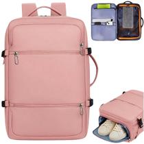 Mochila de Viagem Expansível Bagagem de mão Impermeável Compartimentos P Notebook Sapato, Roupas Molhadas USB ROSA Mochila de Viagem Expansível Bagagem de mão Impermeável Compartimentos P Notebook Sapato, Roupas Molhadas USB ROSA