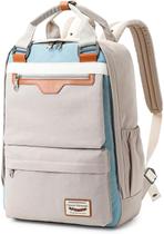 Mochila de viagem feminina, mochila escolar resistente à água para laptop de 15,6", cinza - HUOGUO
