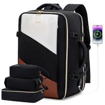 Mochila de viagem LOVEVOOK Carry on 40L com porta USB bege-preta Mochila de viagem LOVEVOOK Carry on 40L com porta USB bege-preta