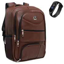 Mochila De Viagem Masculina Couro Reforçada Espaçosa Escolar - Pinneri