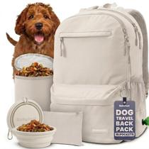 Mochila de Viagem para Cães Rubyloo com Tigelas Dobráveis Sem BPA Bege Mochila de Viagem para Cães Rubyloo com Tigelas Dobráveis Sem BPA Bege
