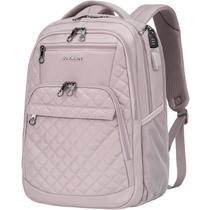 Mochila de viagem para laptop KROSER, mochila grande para computador de 17 polegadas, repelente à água, com porta de carregamento USB e interface de fone de ouvido, bolsos RFID para trabalho/empresas/faculdade/homens/mulheres, rosa empoeirado (acolchoado)