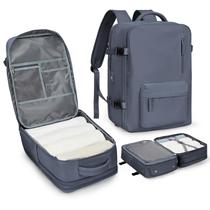 Mochila de viagem para laptop WONHOX impermeável de 17 polegadas cinza azul
