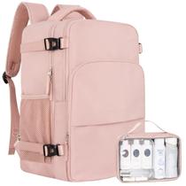 Mochila de viagem Sinaliy Carry on impermeável para laptop de 17,3 polegadas rosa Mochila de viagem Sinaliy Carry on impermeável para laptop de 17,3 polegadas rosa