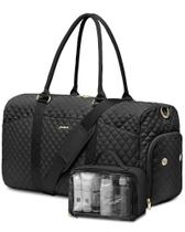 Mochila de Viagem Weekender Focdod Preta com Compartimento para Sapatos