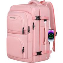 Mochila de viagem YGSNTG 52L Carry On para mulheres rosa com USB