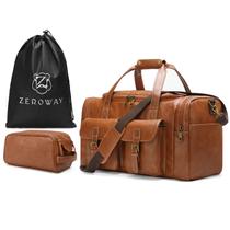 Mochila de Viagem Zeroway em Couro PU com Kit de Higiene Pessoal