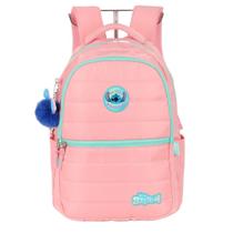 Mochila Des Costas Stitch Escolar Infantil Laptop Salmao