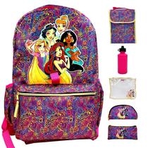 Mochila Disney Princess para meninas de 16 polegadas conjunto de 6 peças, mochila Princess com lancheira, ideal para meninas de volta às aulas e do ensino fundamental