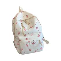 Mochila Divertida Com Estampa De Laço, Grande Capacidade, Vários Bolsos, Alças Ajustáveis para Uso